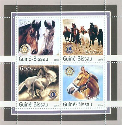 GUINEA BISSAU - 2003 -  Horses - Perf 4v Sheet - Mint Never Hinged