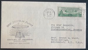 1933 Chicago IL USA LZ127 Graf Zeppelin Flight cover Century Of Progress Exhibit