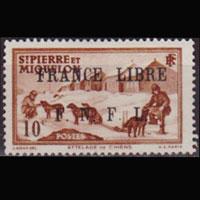 ST.PIERRE 1942 - Scott# 226 Dog Team 10c LH