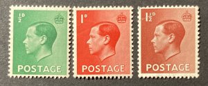 Great Britain 1936 #230-2, Edward VIII, MNH(?)-Light Bends.