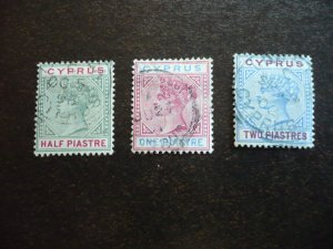 Stamps - Cyprus - Scott# 28,30,31 - Used Part Set of 3 Stamps