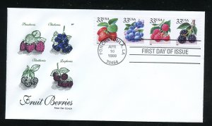 US 3305a Berries -consisting strip 3302-3305 UA Farnam (HF) cachet FDC 