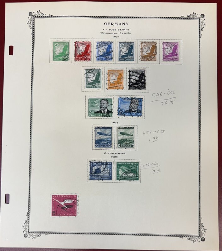 Germany, 1927-1938, Lot of 22 Airmails: C29, C35-38, C46-60,Used, Cat. $535.00