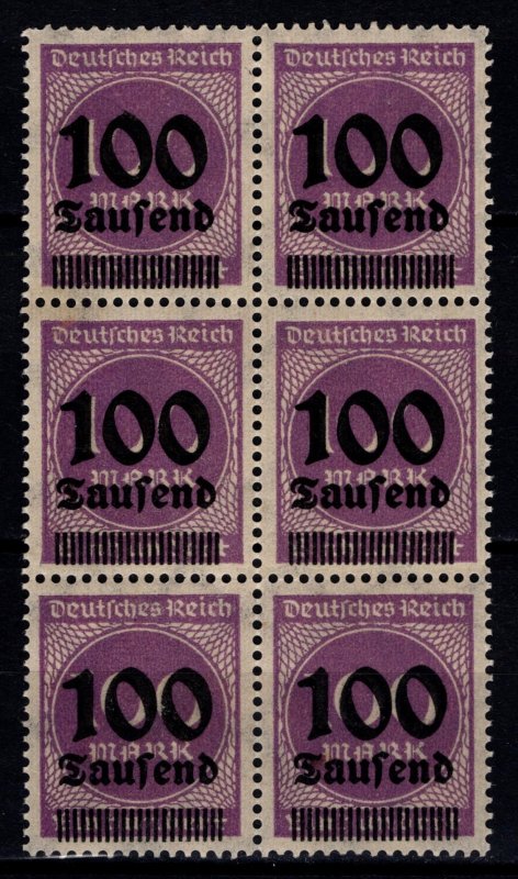 Germany 1923 100m Definitive Optd. with 100 Tausend, Block of 6 [Mint]