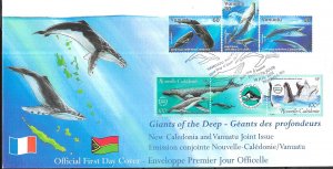Vanuatu#785-705 & New Caledonia #874  Giants of the Deep  (FDC)  CV $11.000