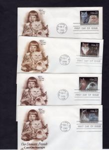 2372-75 Cats, FDC set/4, ArtCraft