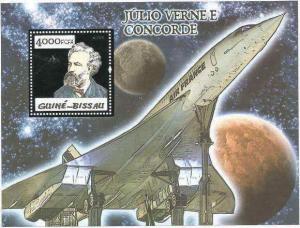 Guinea-Bissau Concorde & Jules Verne Silver Foil Stamp Sheet GB5p08bs