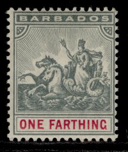 BARBADOS QV SG105, ¼d slate-grey & carmine, LH MINT.