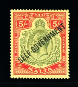 [MALTA] 1922 5s SG 113c ‘Blank Scroll’ ERROR (MH)
