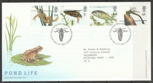 Great Britain 2001 EUROPA Pond Life, Scott Nos.  1981-1984 FDC