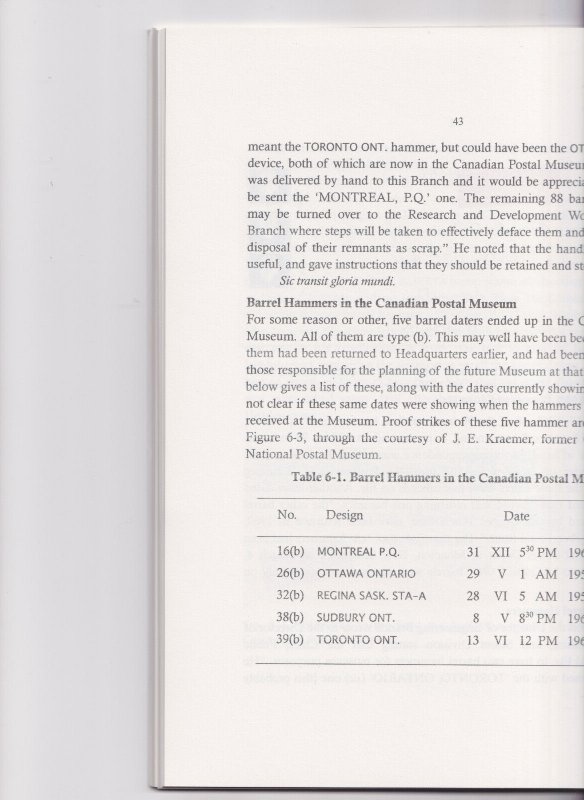 ROBERT C SMITH tpb Canada's Barrel Postmarks postal history