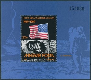 Hungary Stamps 1989 MNH First Manned Moon Landing Space Apollo 11 1v M/S