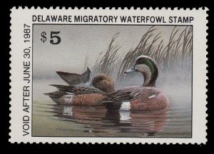 Delaware #7 1986 Hunting Permit Stamp MNH