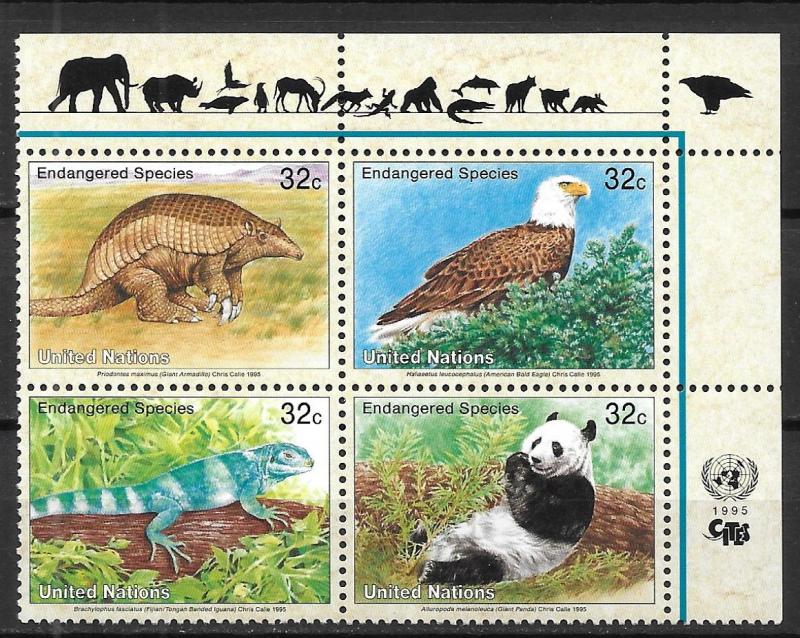 United Nations 660a Endangered Species UR MI Block MNH