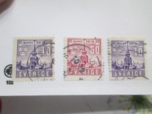 Sweden #319-21 used set  2024 SCV = $1.50