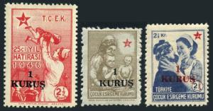 Turkey RA 154-156,MNH,Michel 169-171. Postal Tax Stamps 1952.Nurse,new value.