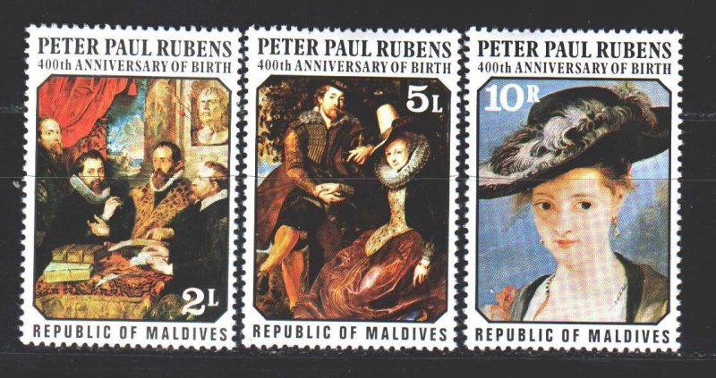 Maldives. 1977. 703-9 from the series. Rubens artist paintings. MNH.