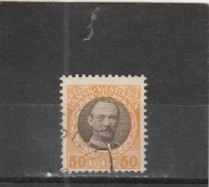 Danish West Indies  Scott#  50  Used  (1908 King Frederik VIII)