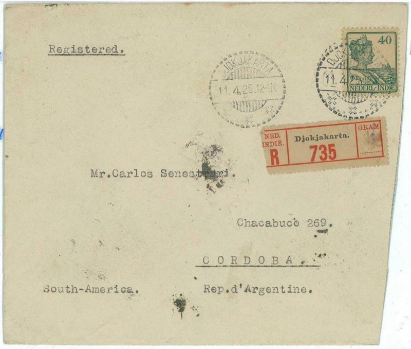 93712 - DUTCH INDIES Indonesia  POSTAL HISTORY - SINGLE stamp COVER to ARGENTINA