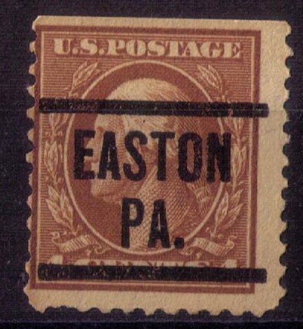 US Scott #503 Precancel EASTON PA. 4c Brown Fine