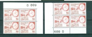 Greenland. 2. Mnh.4-Plate Blocks 1975  #  G 009  90 Ore Telecommunication.Slania