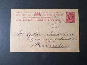 1904 British East Africa and Uganda Postcard Cover Mombasa to Munich Germany