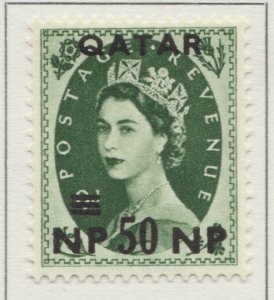 1957 QATAR WMK ST. EDWARD'S CROWN 50n.p. on 9d MH* Stamp A4P9F39418-