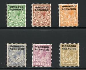 GREAT BRITAIN MOROCCO AGENCIES  SCOTT#220/25   MINT HINGED