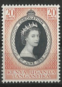 Kenya Uganda # 101  QE II Coronation 1953  (1)  Unused VLH