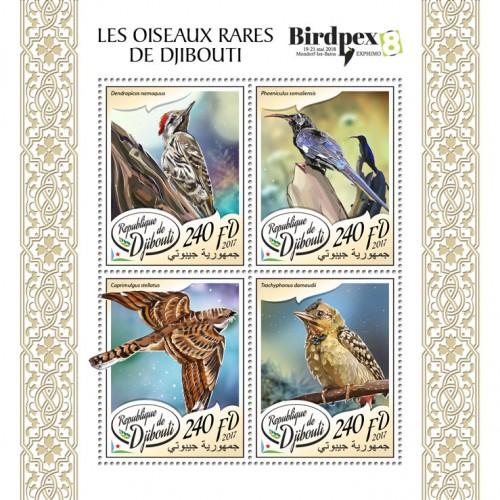 DJIBUTI - 2017 - Rare Birds of Djibuti (Birdpex) - 4v Sheet - M N H