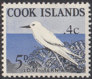 Cook Islands 1967 MH Sc #183 4c on 5p Love tern Variety SG #210b