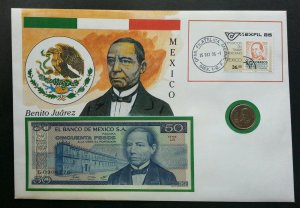 Mexico 1996 Flag FDC (banknote coin cover) 3 in 1 *rare *c scan