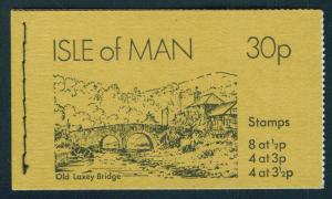Isle of Man 30p sewn Booklet Scott 2(12b) 17b 18a CV $4 1974