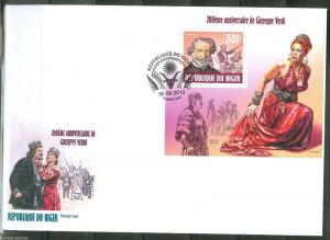 NIGER 2013 200th BIRTH ANNIVERSARY OF GIUSEPPE VERDI SOUVENIR SHEET FDC