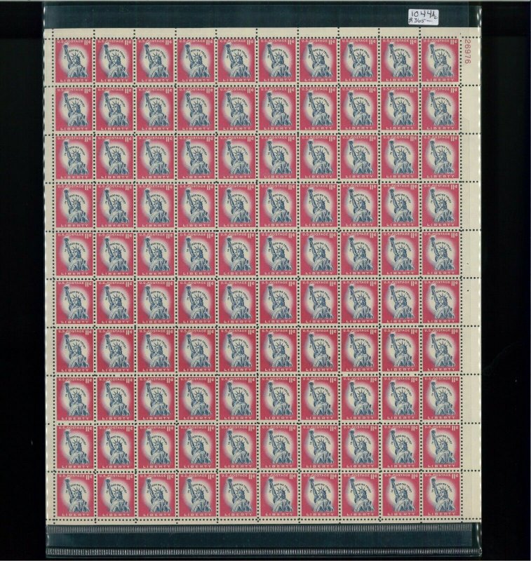 1967 United States Postage Stamp #1044Ac Plate No. 26976 Mint Full Sheet