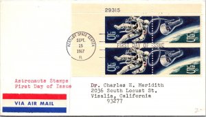 FDC 1967 SC #1332b No Cachet - Kennedy Space Ctr FL - Plate Block Of 4 - F75144