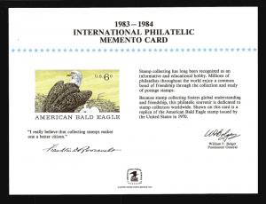 SOUVENIR CARD MINT 1983-1984 International Philatelic Memento Card USPS 1983