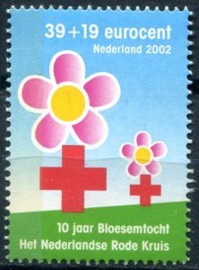 Netherlands Sc#B736 MNH, 39c+19c bl, grn & multi, Red Cross - 2002 (2002)