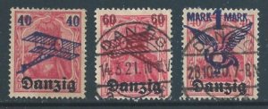Danzig #C1-3 Used Germania Issue Ovptd. With Planes, etc.