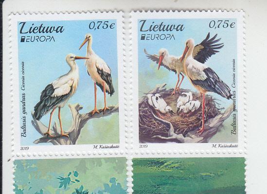 2019 Lithuania National Birds (2) Europa (Scott 1147-48) MNH