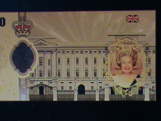 ​UNITED KINDOM-QUEEN ELIZABTH II 24 KARAT GOLD REPLICA $100 -VF WITH CERTIFICATE