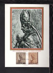Vatican Pope in Prayer 1956 Maxi Card U/A FDC 