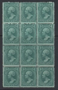 US Sc RB11a, unused (no gum) block of twelve (thin at top right stamp)