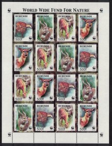 Burundi WWF Sitatunga Sheetlet of 4 sets 2004 MNH SC#774 a-d SG#1638-1641