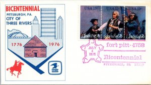 US SPECIAL EVENT CACHETED COVER FORT PITT (PISSTBURGH) BICENTENNIAL JULY 4 1976