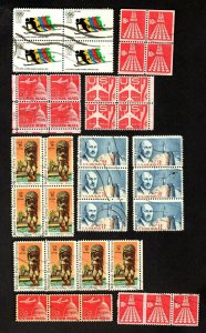 USA 10 USED MULTIPLES OF AIRMAIL STAMPS