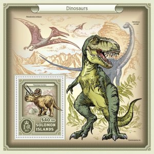 SOLOMON IS.- 2017 - Dinosaurs - Perf Souv Sheet - Mint Never Hinged