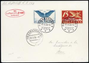 1936 LZ-129 Graf Zeppelin Switzerland - Flight Card To Germany