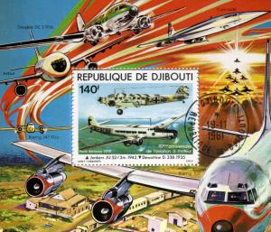 Djibouti 1979 Power Flight Anniversary Souvenir Sheet Perforated Cancelled Used