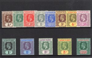 Cayman Island 1912 KGV set complete MLH. SG 40-52b.